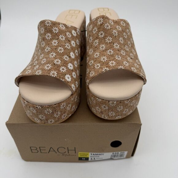 Beach By Matisse Tammy Wedge Sandal Platform Slide Size 11 Daisy Cork Open Toe. - Picture 3 of 15